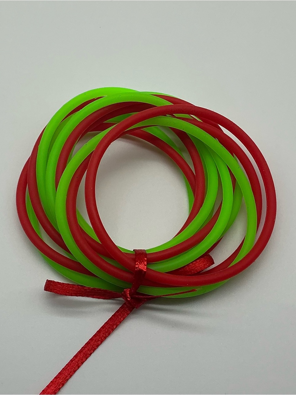 Set of 12 Neon Green and Red Jelly Bracelets